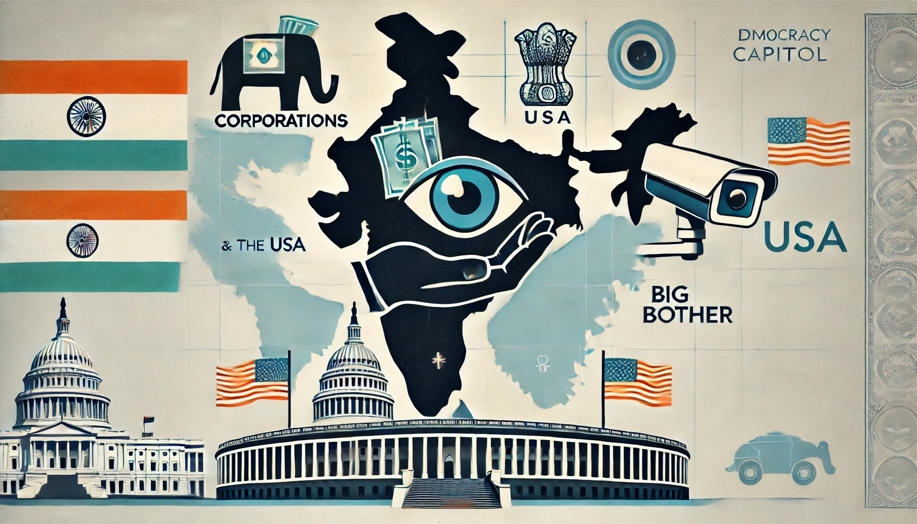 భారత ప్రజాస్వామ్య వ్యవస్థ బిగ్ బ్రదర్ రాజకీయాల ద్వారా లోపభూయిష్టం చేయబడింది. అంటే భారతదేశ ప్రజాస్వామ్య విలువలను అధిక ఆదేశాధికారం ఉపయోగించే పాలన విధానంతో దెబ్బతీస్తున్నారు,