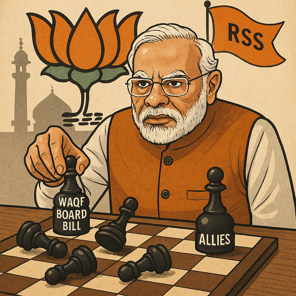 వక్ఫ్ బోర్డు చట్టం చంద్రబాబుని నిర్వీర్యం చేయడానికి ఒక సాధనమా? ఆంధ్రప్రదేశ్ ముఖ్యమంత్రి నారా చంద్రబాబు నాయుడు అభివృద్ధి ఆధారిత రాజకీయ నాయకుడిగా తనను తాను ప్రతిష్టించుకున్నారు. వివిధ మతపరమైన వర్గాలతో పొత్తులు కొనసాగిస్తూ, ఆయన తరచూ తన పాలనలో లౌకికతను ప్రదర్శించేవారు. పార్లమెంటుల్లో ఆమోదించబడిన 2025 వక్ఫ్ (సవరణ) బిల్లును ఆయన మద్దతు ఇవ్వడం, అది ఏప్రిల్ 5, 2025న రాష్ట్రపతి ఆమోదాన్ని పొందడం, దేశవ్యాప్తంగా చర్చకు దారితీసింది.